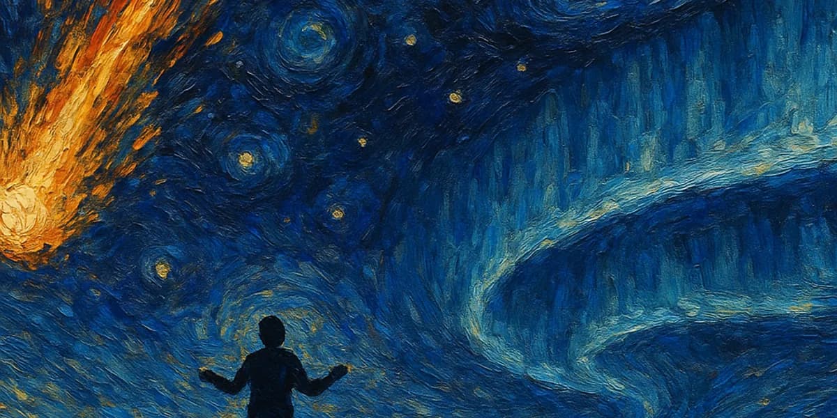 A golden comet and silver aurora in a night sky — a visual metaphor for approach and avoidance motivation